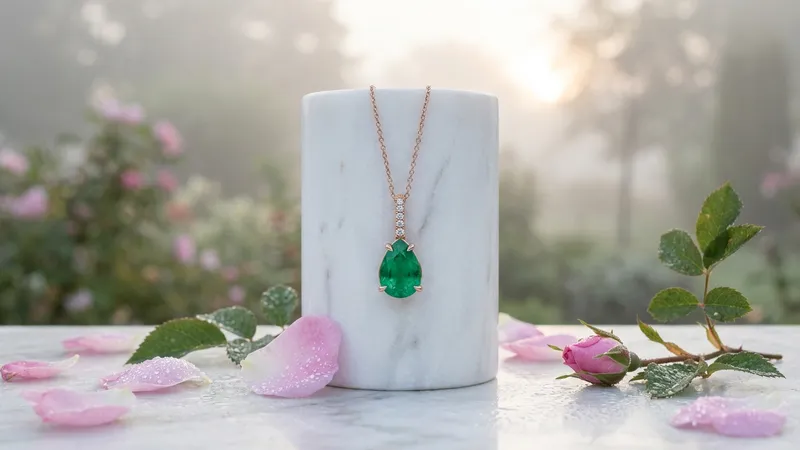 Pendentif émeraude de taille émeraude classique